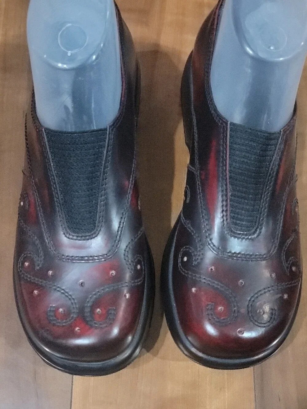 Dansko Women's Burgundy Slip-On Leather Loafers with Decorative Stitching